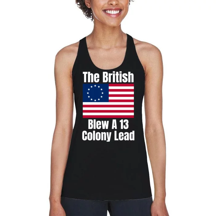 Betsy Ross Flag: The British Blew A 13 Colony Lead Women's Racerback Tank