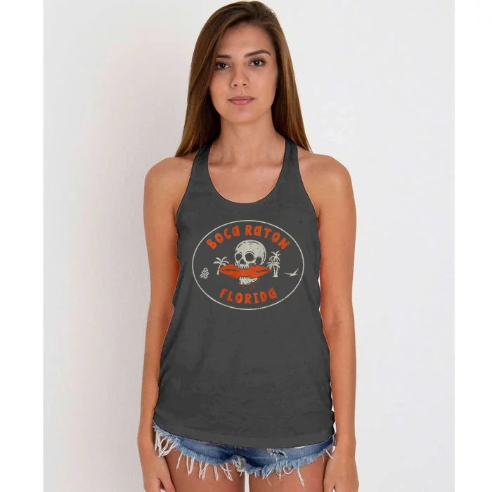 Boca Raton Florida Fl Vintage Surf Beach Women's Knotted Racerback Tank