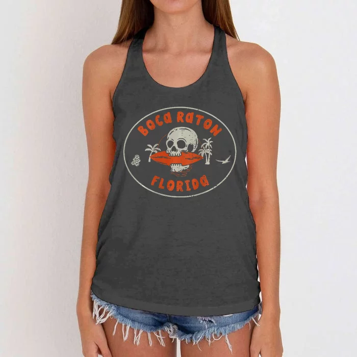 Boca Raton Florida Fl Vintage Surf Beach Women's Knotted Racerback Tank