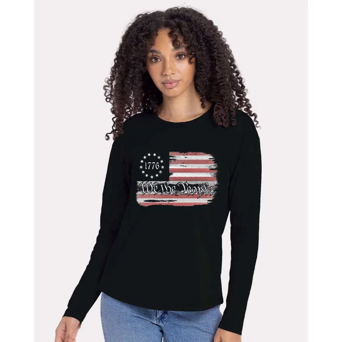 Betsy Ross Flag 1776 We The People Womens Cotton Relaxed Long Sleeve T-Shirt