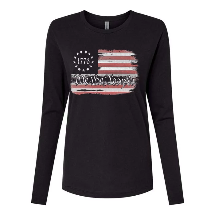 Betsy Ross Flag 1776 We The People Womens Cotton Relaxed Long Sleeve T-Shirt