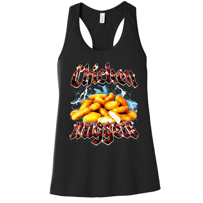 Bootleg Rap Funny Chicken Nuggets Vintage 90s Heavy Metal Women's Racerback Tank