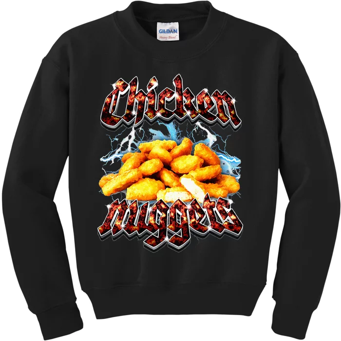 Bootleg Rap Funny Chicken Nuggets Vintage 90s Heavy Metal Kids Sweatshirt