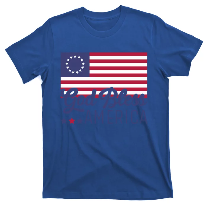 Betsy Ross Flag God Bless America 1776 Patriotic Cute Gift T-Shirt