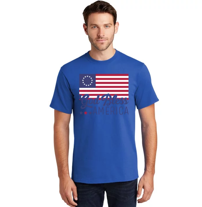 Betsy Ross Flag God Bless America 1776 Patriotic Cute Gift Tall T-Shirt