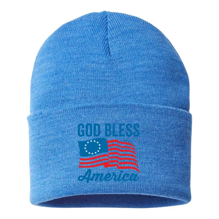 Betsy Ross Flag Usa Live Free 1776 God Bless America Gift Sustainable Knit Beanie