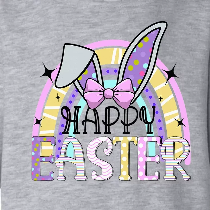 Bunny Rabbit Face Easter Day Rainbow Easter Toddler Hoodie