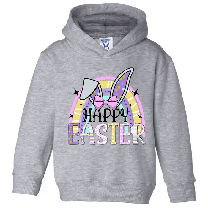 Bunny Rabbit Face Easter Day Rainbow Easter Toddler Hoodie