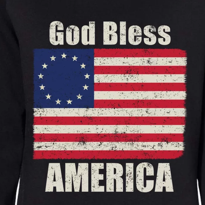 Betsy Ross Flag 1776 Revolutionary War God Bless America Funny Gift Womens California Wash Sweatshirt