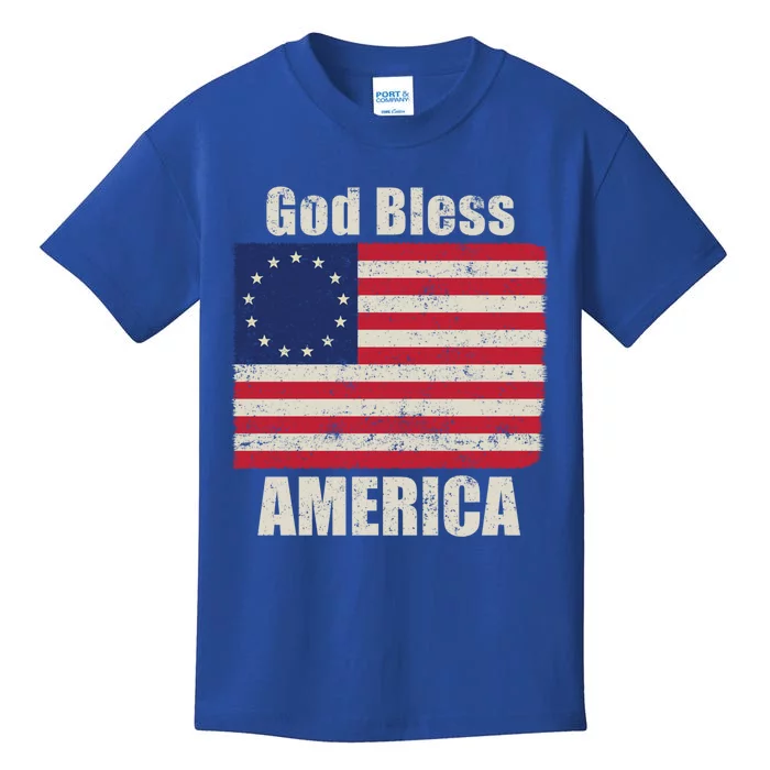 Betsy Ross Flag 1776 Revolutionary War God Bless America Funny Gift Kids T-Shirt