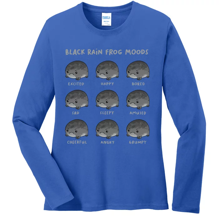 Black Rain Frog Moods Grumpy Black Desert Rain Frog Ladies Long Sleeve Shirt