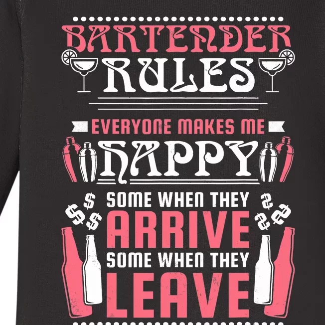 Bartender Rules, Funny Bartending Baby Long Sleeve Bodysuit