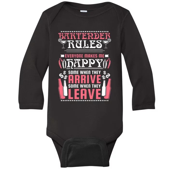 Bartender Rules, Funny Bartending Baby Long Sleeve Bodysuit