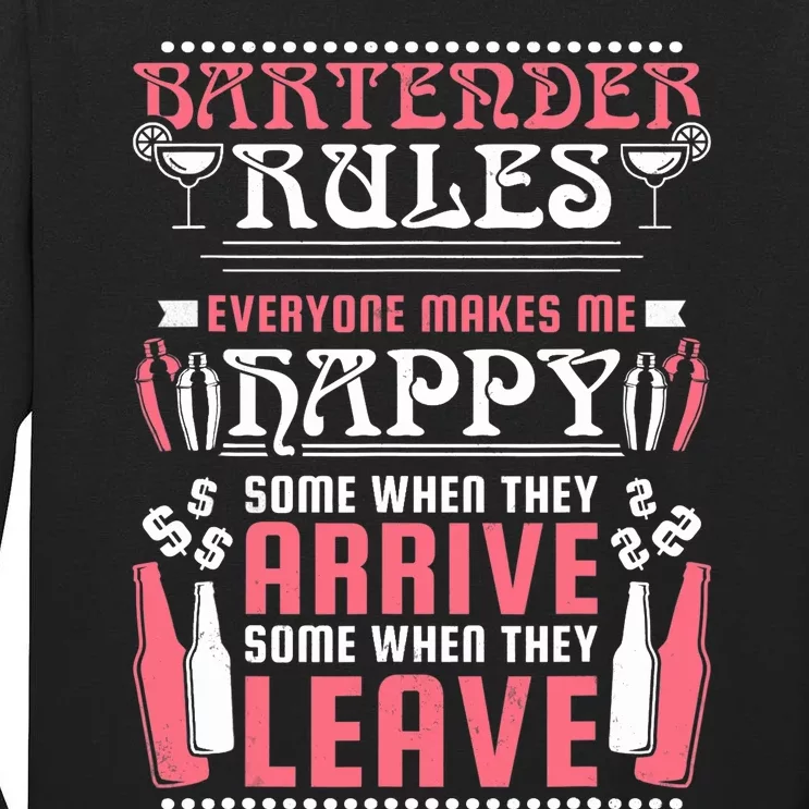 Bartender Rules, Funny Bartending Tall Long Sleeve T-Shirt