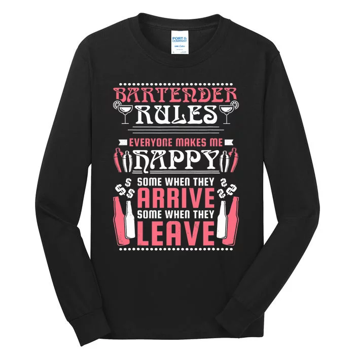 Bartender Rules, Funny Bartending Tall Long Sleeve T-Shirt