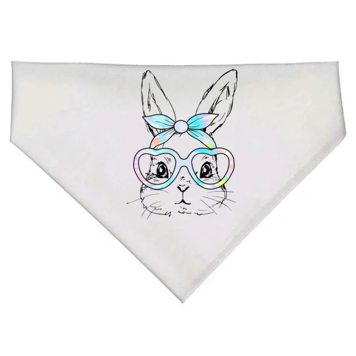 Bunny Rabbit Face Glasses Girl Happy Easter Day USA-Made Doggie Bandana