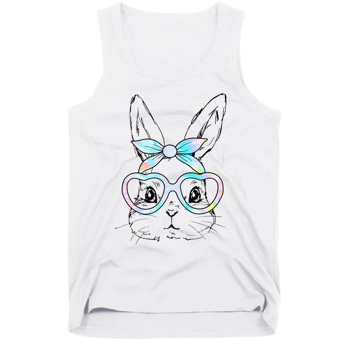 Bunny Rabbit Face Glasses Girl Happy Easter Day Tank Top