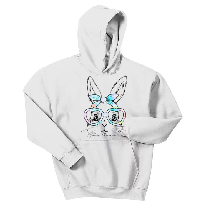 Bunny Rabbit Face Glasses Girl Happy Easter Day Kids Hoodie