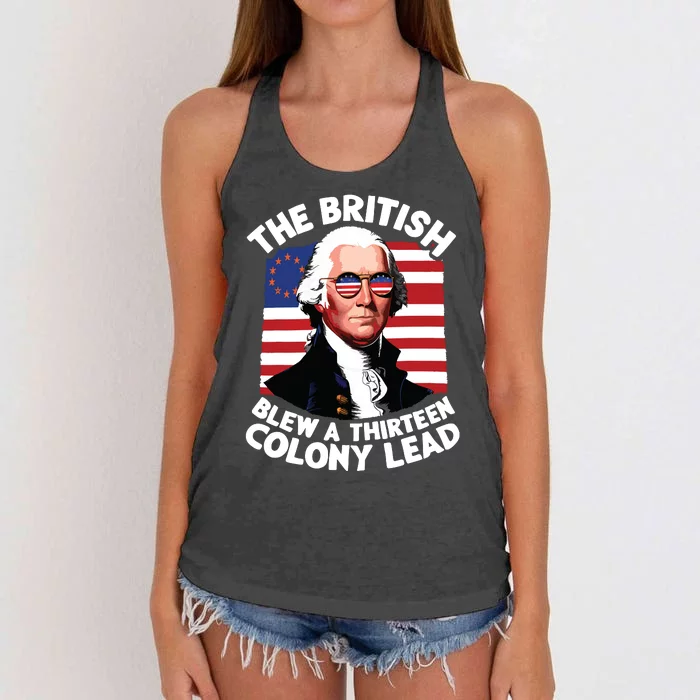 Betsy Ross Flag The British Blew A 13 Colony Lead Women's Knotted Racerback Tank