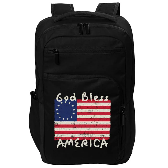 Betsy Ross Flag 13 Colonies God Bless America Gift Impact Tech Backpack