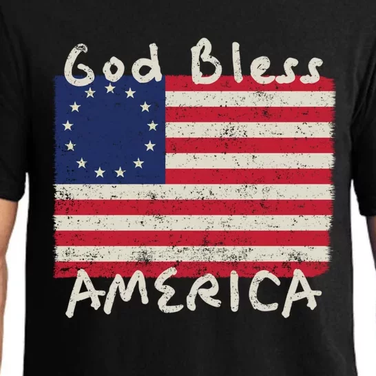 Betsy Ross Flag 13 Colonies God Bless America Gift Pajama Set