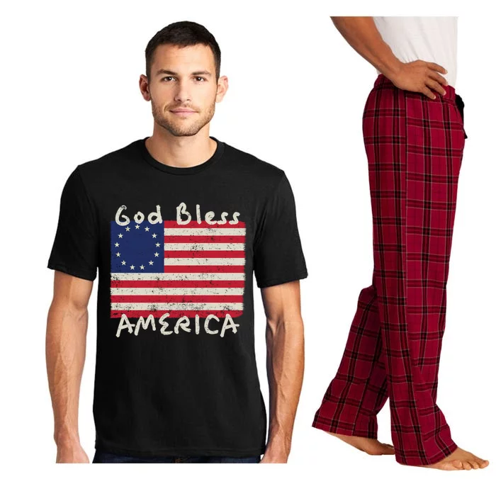 Betsy Ross Flag 13 Colonies God Bless America Gift Pajama Set