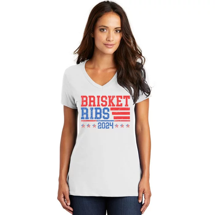 Brisket Ribs Funny Brisket Ribs 2024 Women's V-Neck T-Shirt