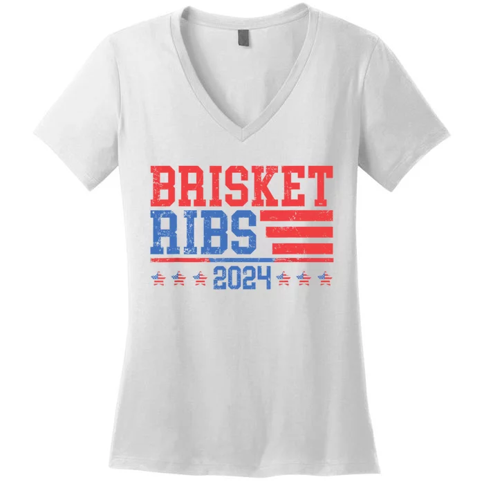 Brisket Ribs Funny Brisket Ribs 2024 Women's V-Neck T-Shirt