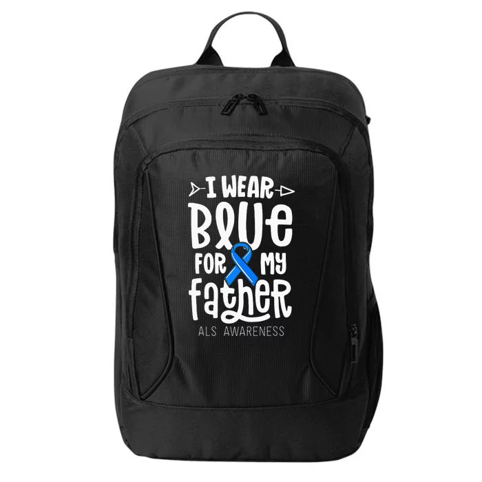 Blue Ribbon For Father Dad ALS Awareness Family Cure City Backpack