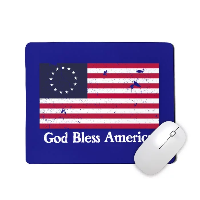 Betsy Ross Flag God Bless America Gift Proud Distressed Gift Mousepad