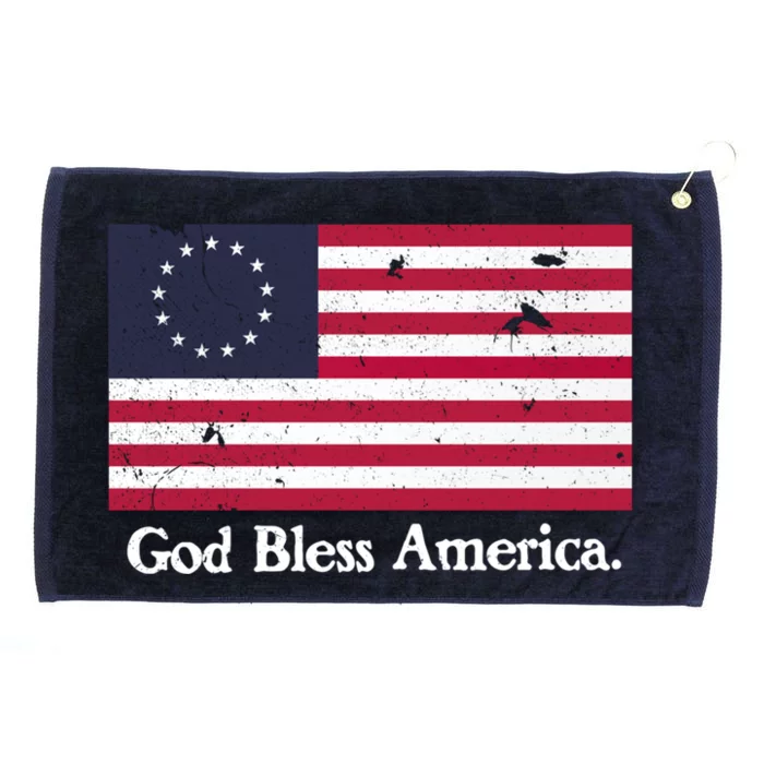 Betsy Ross Flag God Bless America Gift Proud Distressed Gift Grommeted Golf Towel