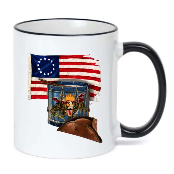 Betsy Ross Flag Patriot Drum Black Color Changing Mug