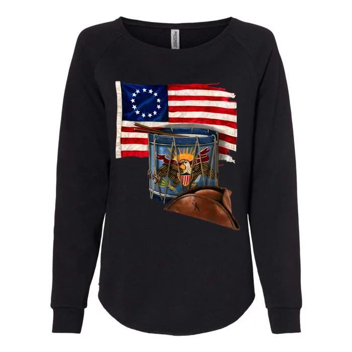 Betsy Ross Flag Patriot Drum Womens California Wash Sweatshirt