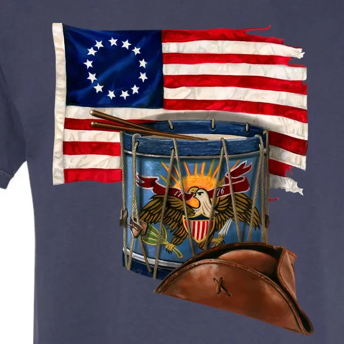 Betsy Ross Flag Patriot Drum Garment-Dyed Heavyweight T-Shirt