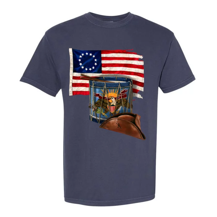 Betsy Ross Flag Patriot Drum Garment-Dyed Heavyweight T-Shirt