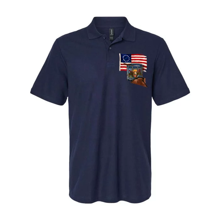 Betsy Ross Flag Patriot Drum Softstyle Adult Sport Polo