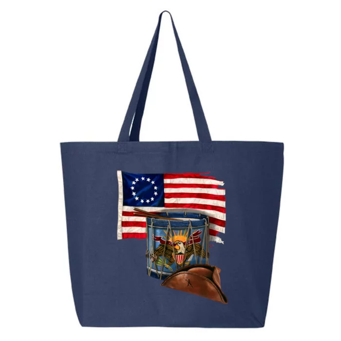 Betsy Ross Flag Patriot Drum 25L Jumbo Tote