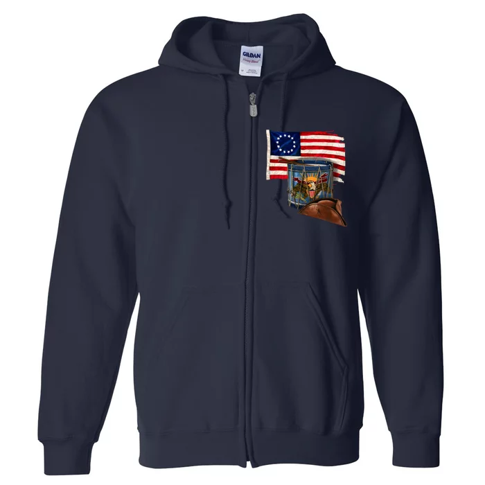 Betsy Ross Flag Patriot Drum Full Zip Hoodie