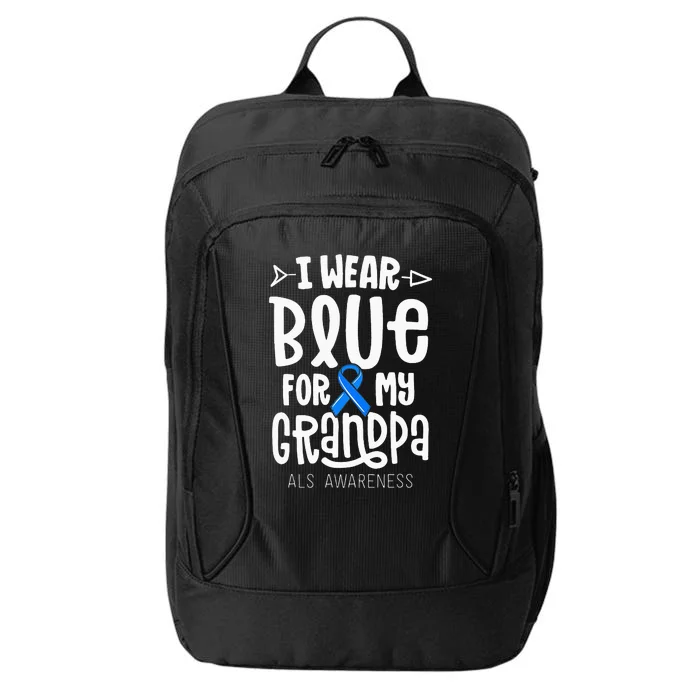 Blue Ribbon For Grandpa Disease ALS Awareness Family Cure City Backpack