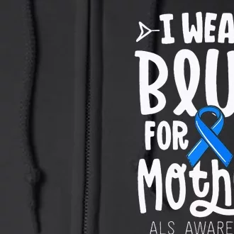 Blue Ribbon For Mother Mom ALS Awareness Family Cure Full Zip Hoodie