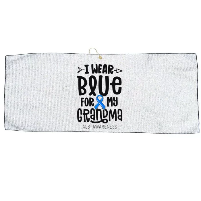 Blue Ribbon For Grandma Disease ALS Awareness Family Cure Large Microfiber Waffle Golf Towel