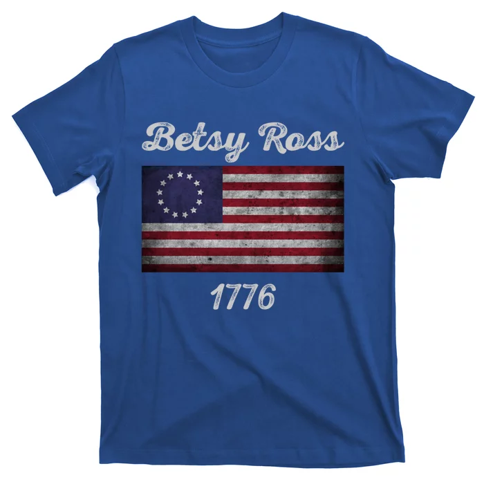 Betsy Ross Flag 1776 God Bless America Distressed Vintage Gift T-Shirt