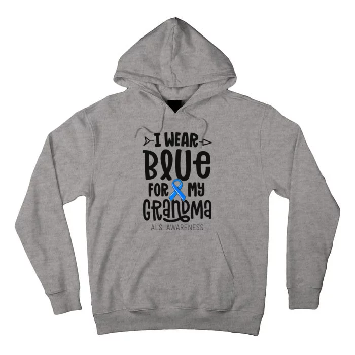 Blue Ribbon For Grandma Disease ALS Awareness Family Cure Tall Hoodie