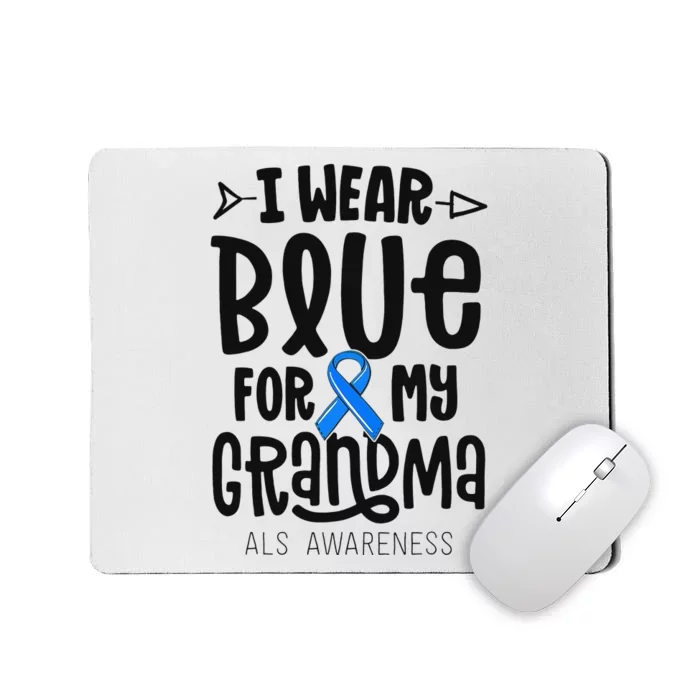 Blue Ribbon For Grandma Disease ALS Awareness Family Cure Mousepad