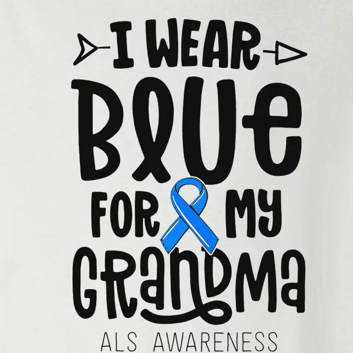 Blue Ribbon For Grandma Disease ALS Awareness Family Cure Toddler Long Sleeve Shirt