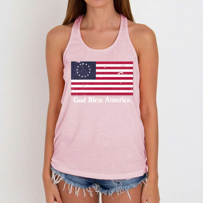 Betsy Ross Flag God Bless America Cool Gift Proud Distressed Cool Gift Women's Knotted Racerback Tank