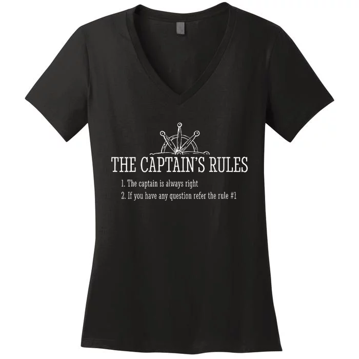 Boat Rules Funny Sayings Sailing Sail Boats Women's V-Neck T-Shirt