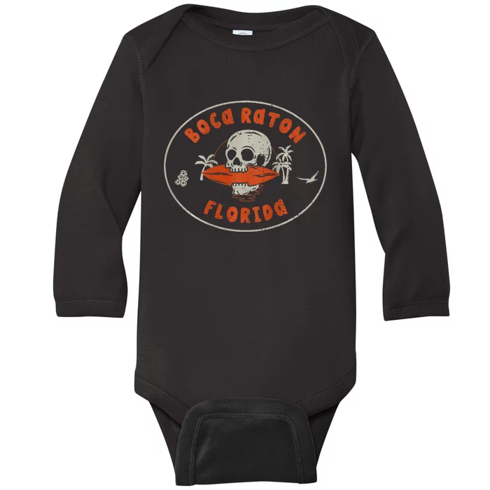 Boca Raton Florida Fl Vintage Surf Beach Baby Long Sleeve Bodysuit