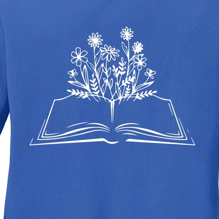 Book Reading Gift Wildflower Book Lover Book Funny Reading Cool Gift Ladies Long Sleeve Shirt