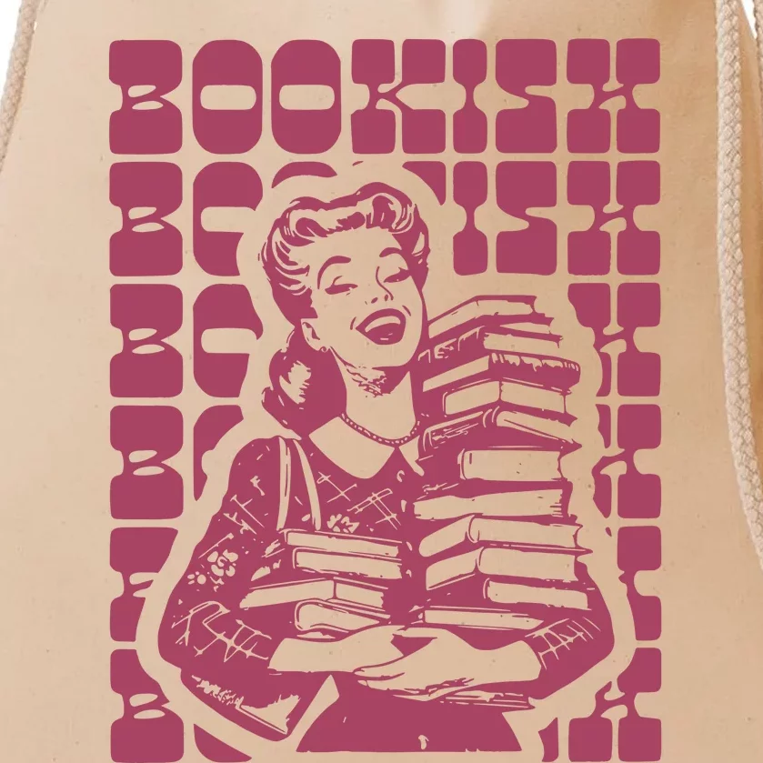 Bookish Retro Girl Drawstring Bag